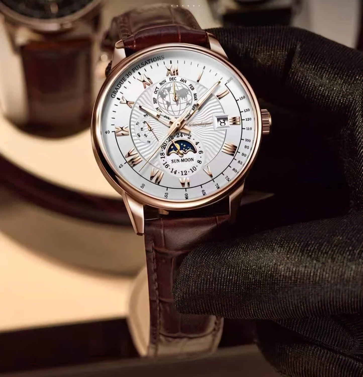 Poedagar Chronograph Pattern Men Wristwatch