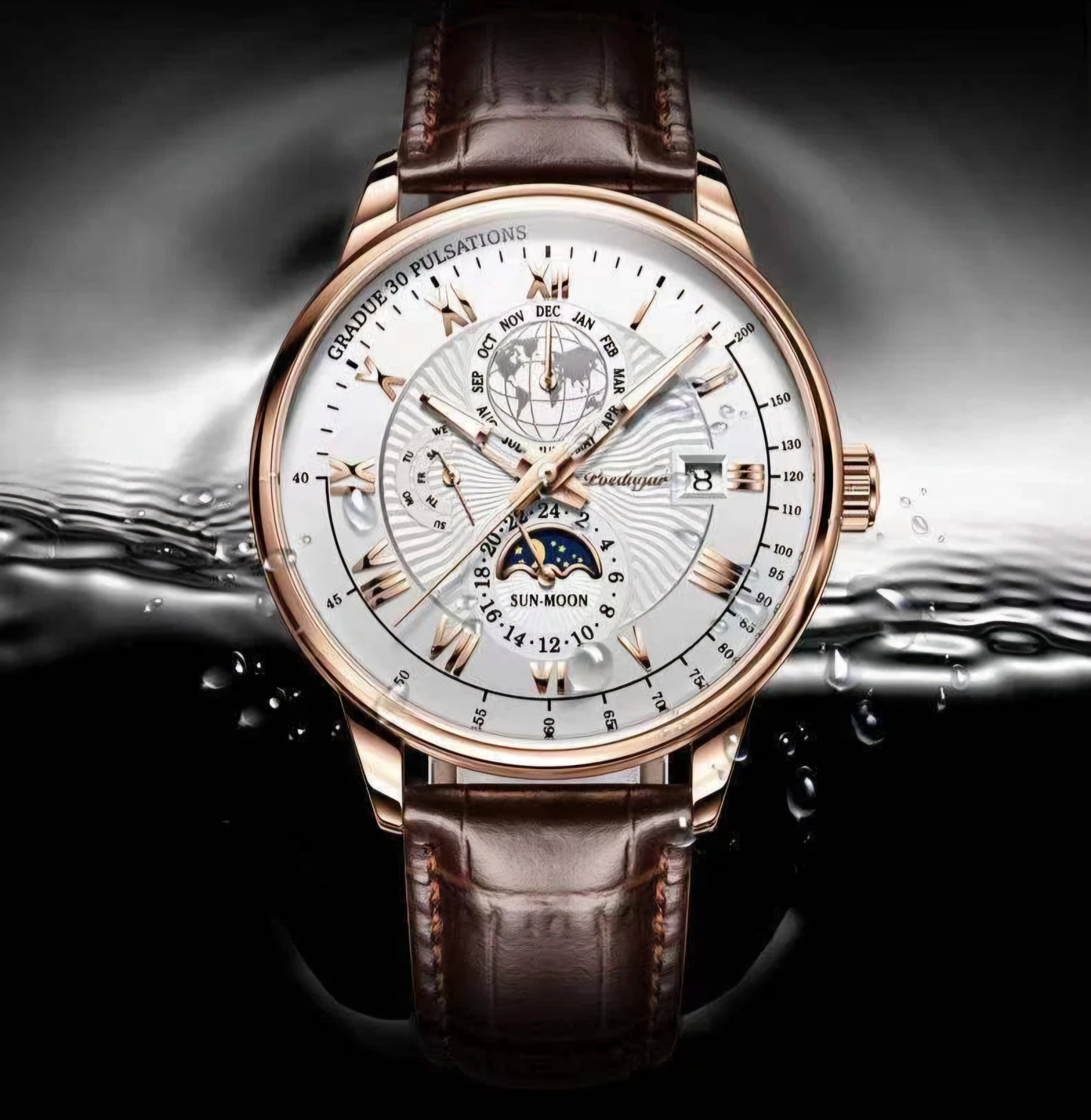 Poedagar Chronograph Pattern Men Wristwatch