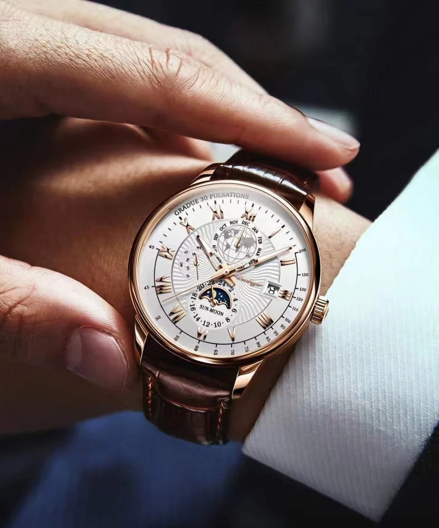 Poedagar Chronograph Pattern Men Wristwatch