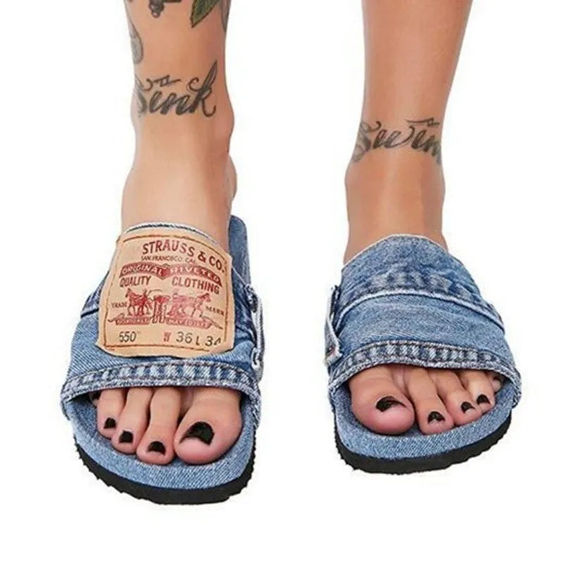 Women Denim Slides