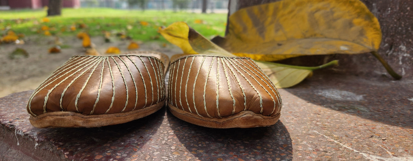Hand-Stitched Striped Khussa