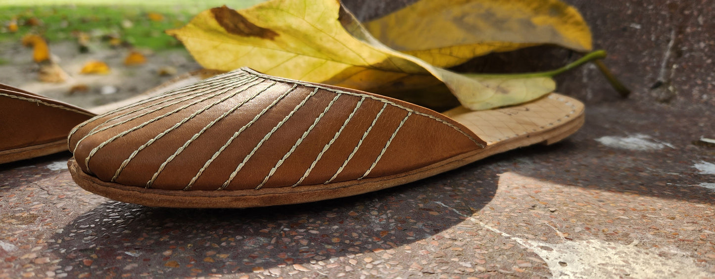 Hand-Stitched Striped Khussa