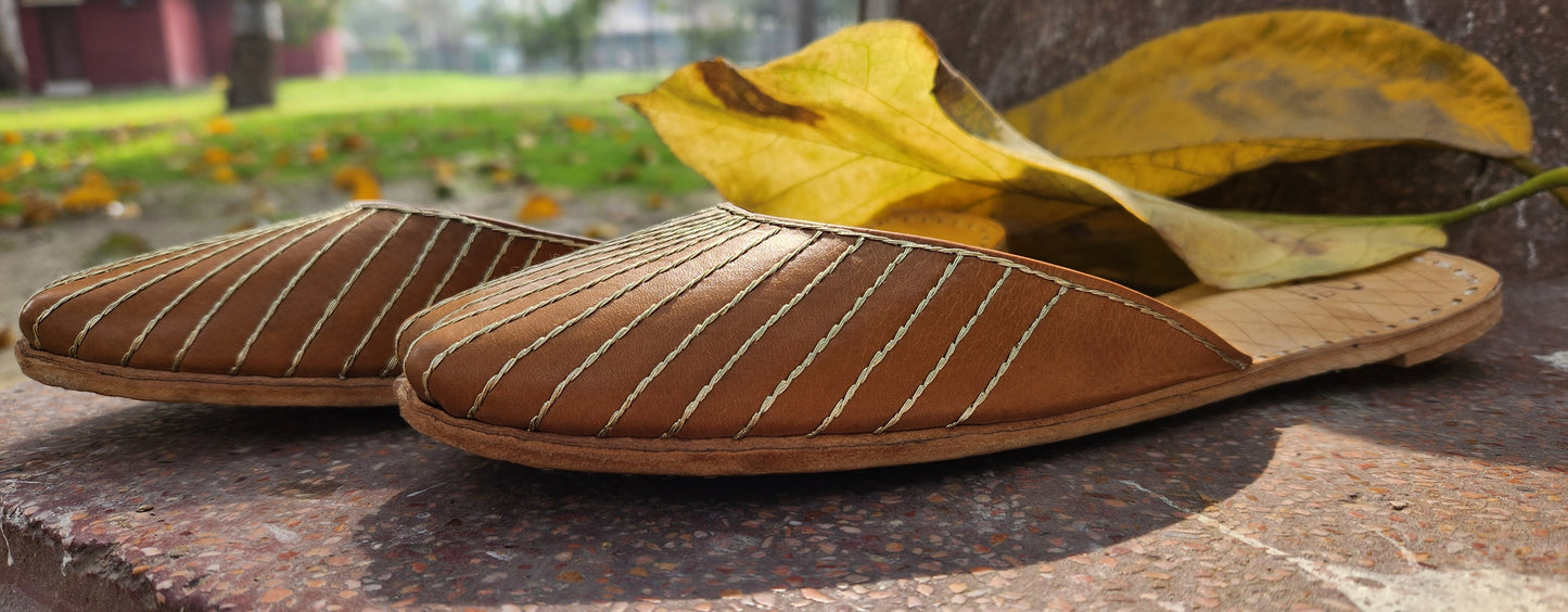 Hand-Stitched Striped Khussa