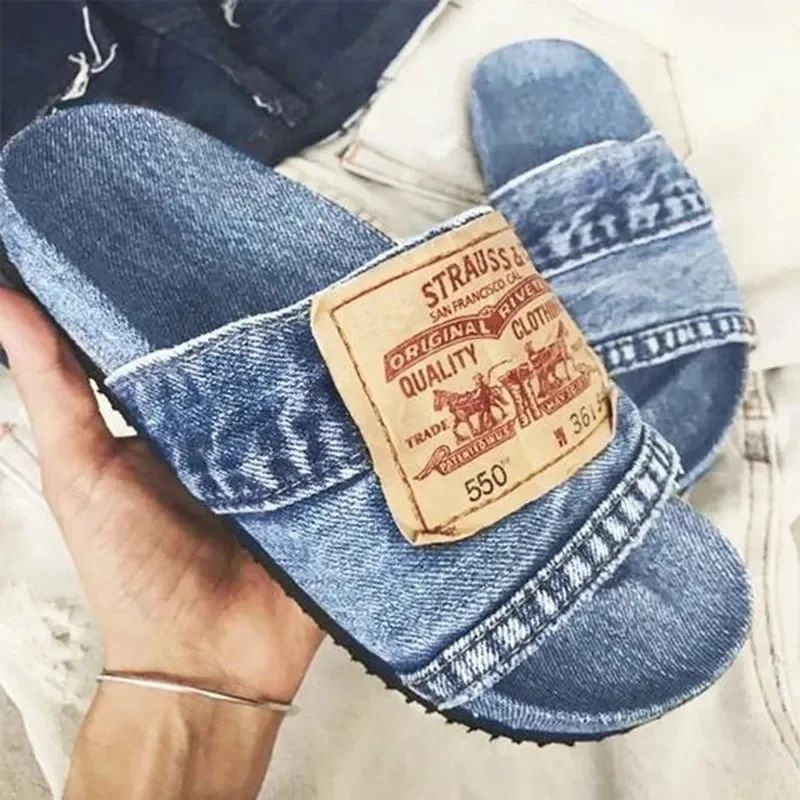 Women Denim Slides