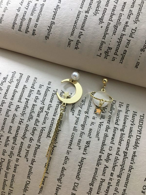 Moon & Planet Drop Tassel Earrings