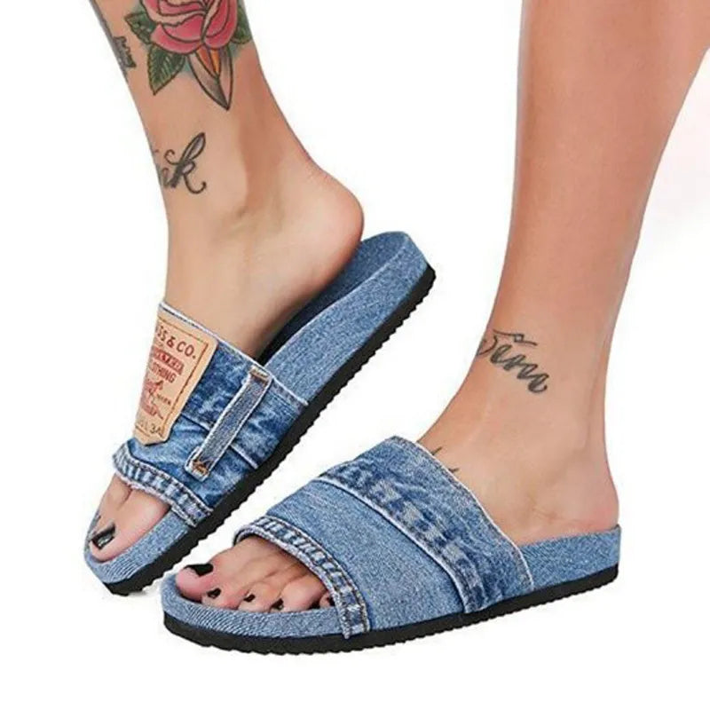 Women Denim Slides