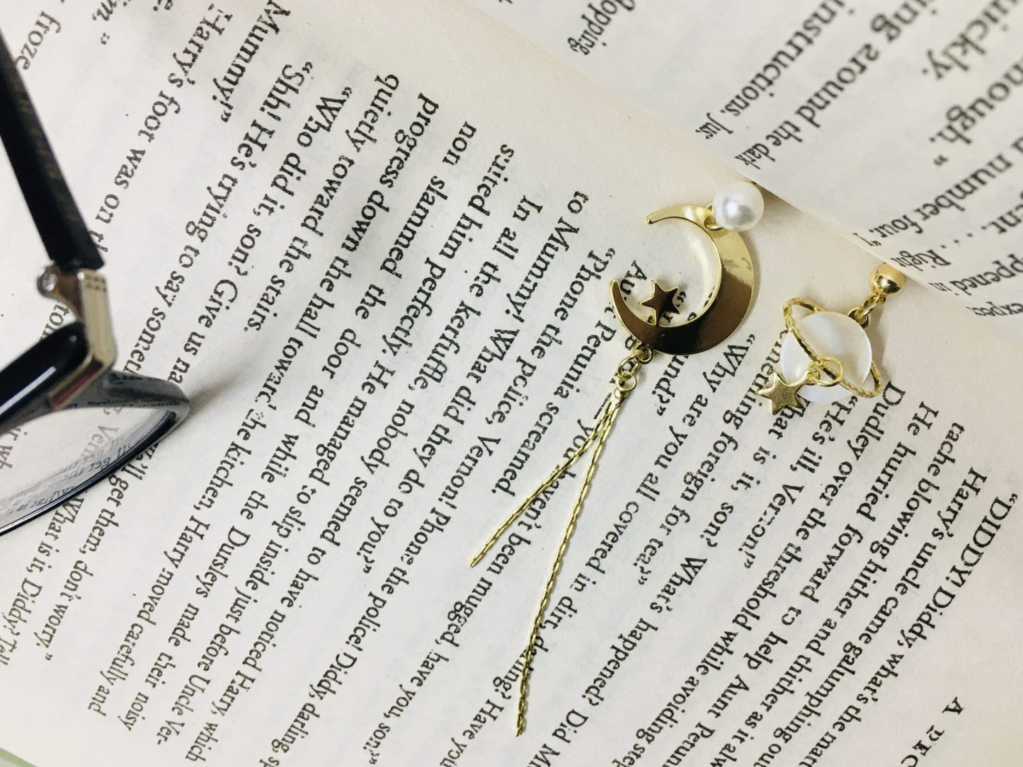 Moon & Planet Drop Tassel Earrings