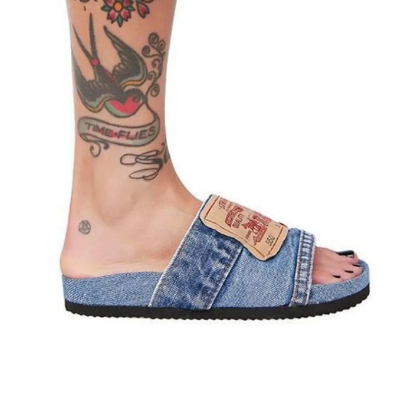 Women Denim Slides
