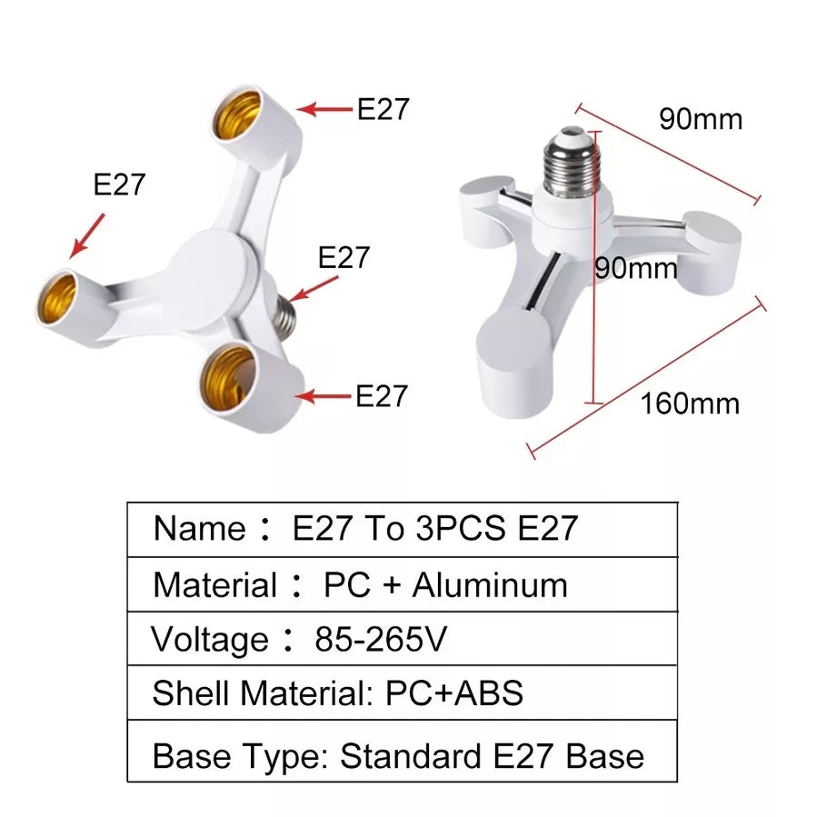 E27 Base Socket Splitter